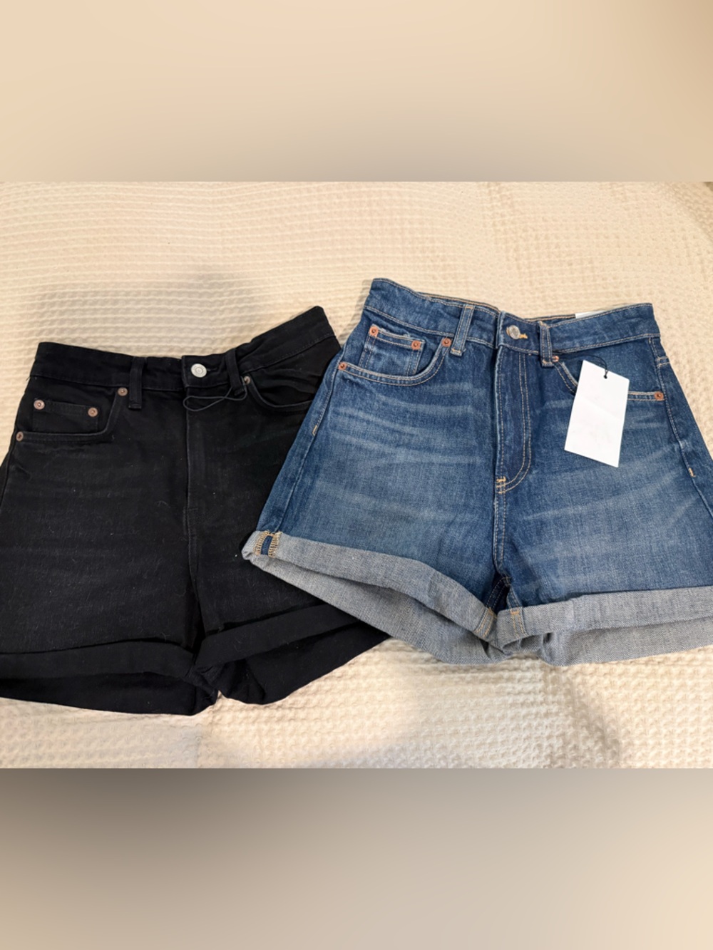 NWT Bundle of Zara Black and Blue Denim Shorts Duo